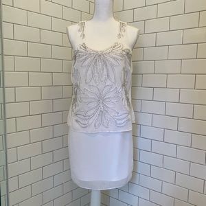 Laundry Layered silk White Dress with Beading 0